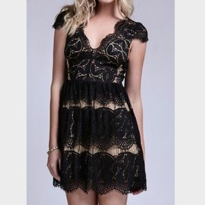 🍁Blu Pepper Black Lace Dress